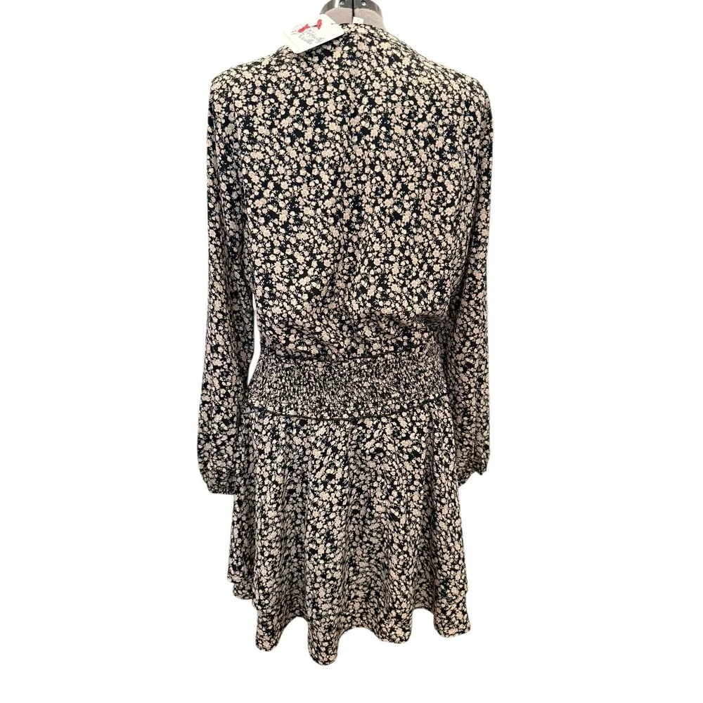 Perfectly Priscilla Black Cream Floral Smocked‎ Mini Dress Cottagecore 1XL NEW